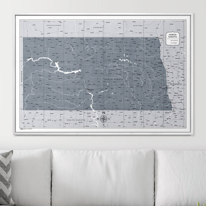 Push Pin North Dakota Map (Pin Board) - Dark Gray Color Splash CM Pin Board