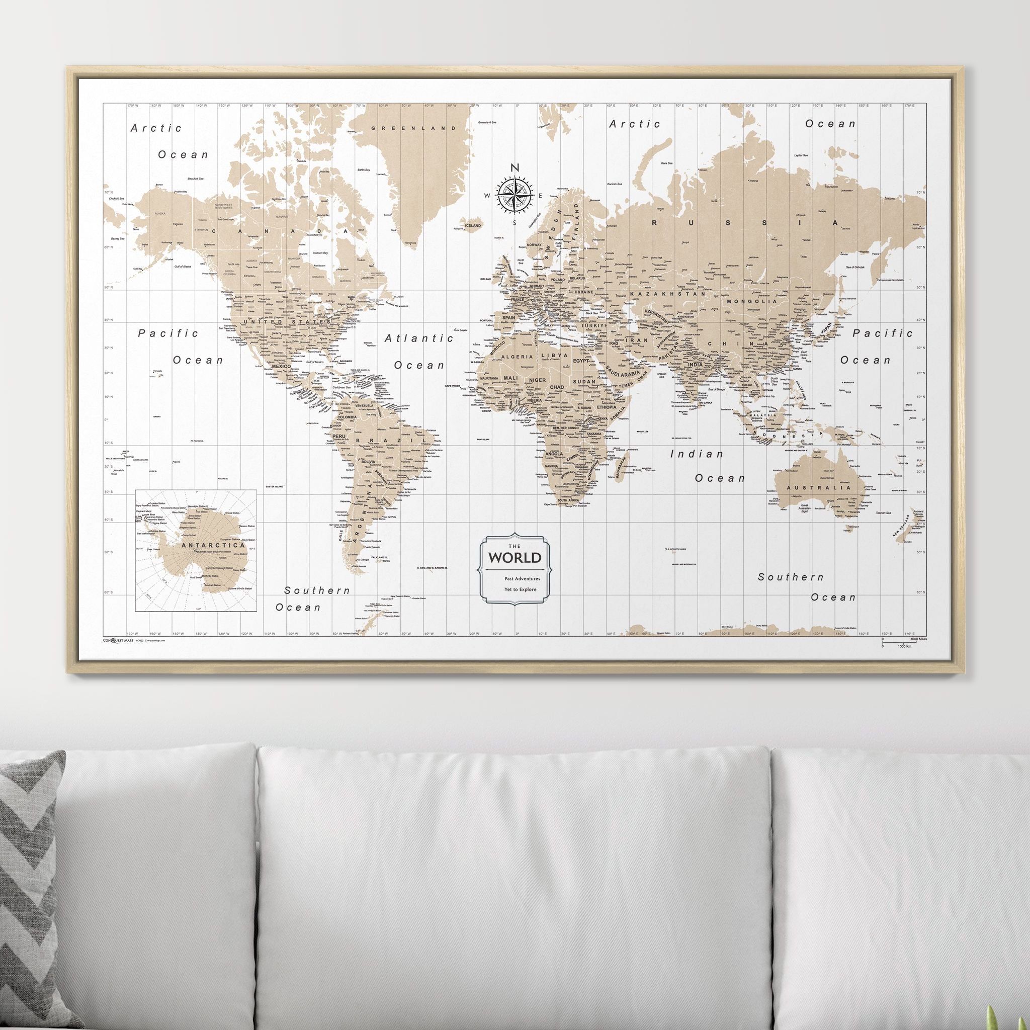 Brown Map Of The World Canvas Wall Art Colorful Push Pin World outlet Map Multi Panel Print Wall Hanging Decor Travel Map for Living Room Decor