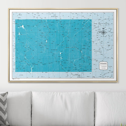 Push Pin Wyoming Map (Pin Board) - Teal Color Splash CM Pin Board