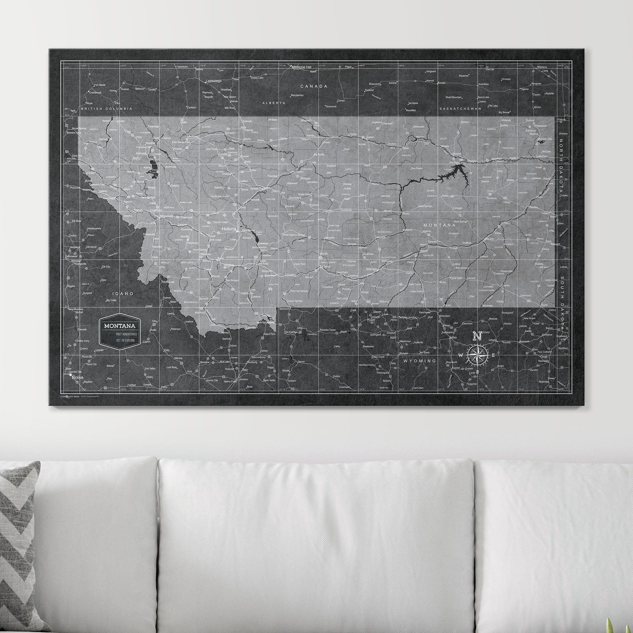 Push Pin Montana Map (Pin Board) - Modern Slate CM Pin Board