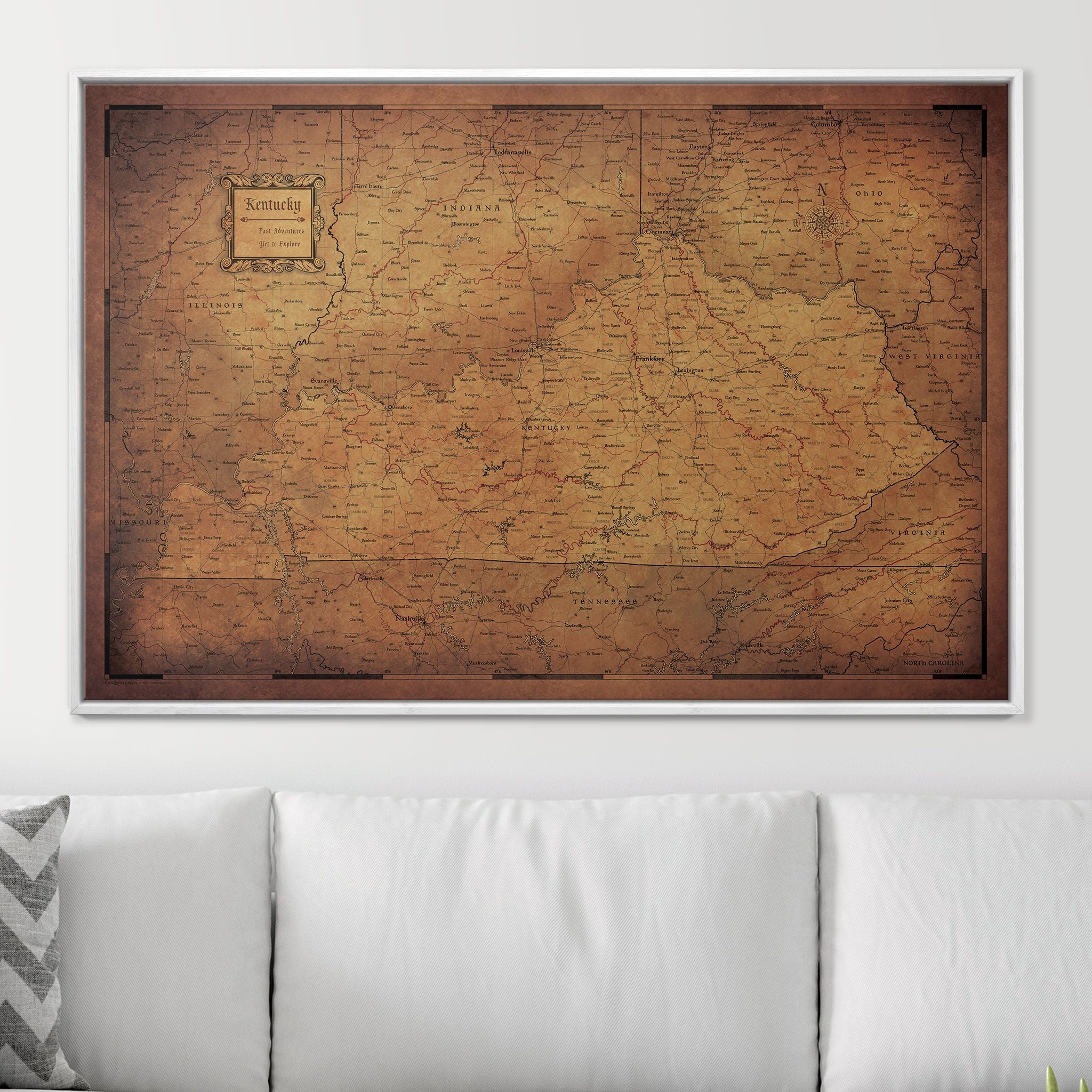 Push Pin Kentucky Map (Pin Board) - Golden Aged CM Pin Board