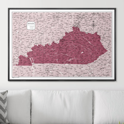 Push Pin Kentucky Map (Pin Board) - Burgundy Color Splash CM Pin Board