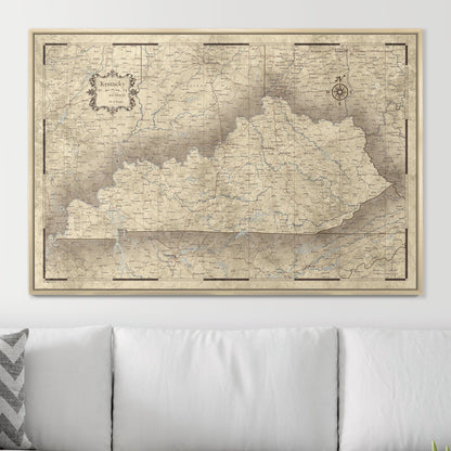 Push Pin Kentucky Map (Pin Board) - Rustic Vintage CM Pin Board