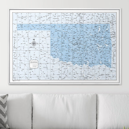 Push Pin Oklahoma Map (Pin Board) - Light Blue Color Splash CM Pin Board