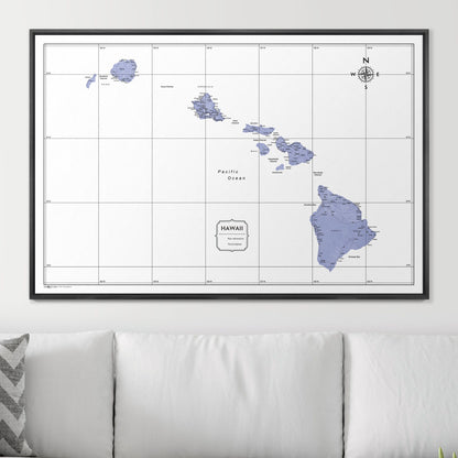 Push Pin Hawaii Map (Pin Board) - Purple Color Splash CM Pin Board