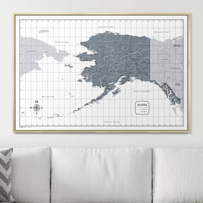 Push Pin Alaska Map (Pin Board) - Dark Gray Color Splash CM Pin Board