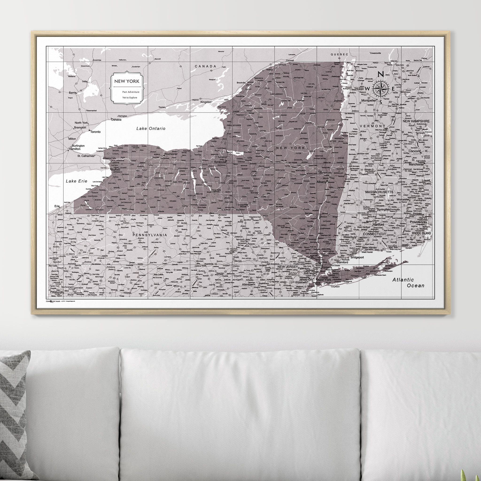 Push Pin New York Map (Pin Board) - Dark Brown Color Splash CM Pin Board