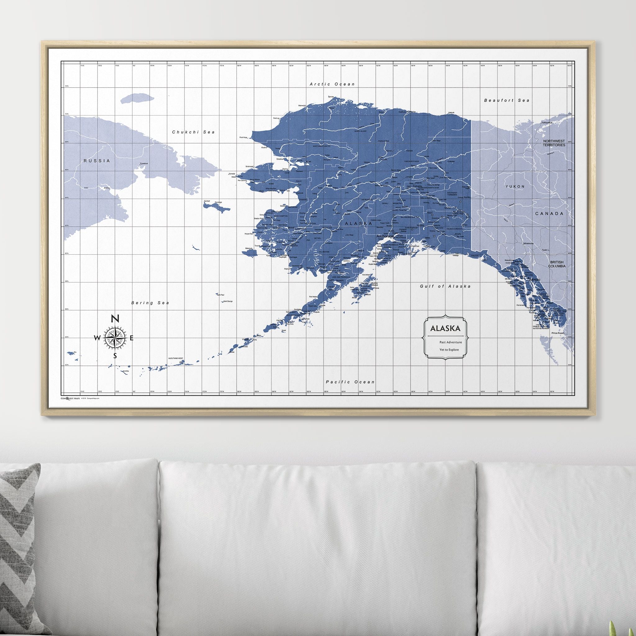 Push Pin Alaska Map (Pin Board) - Navy Color Splash CM Pin Board