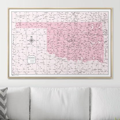 Push Pin Oklahoma Map (Pin Board) - Pink Color Splash CM Pin Board