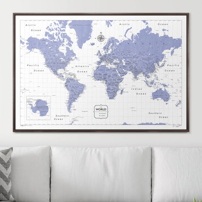 Push Pin World Map (Pin Board) - Purple Color Splash CM Pin Board