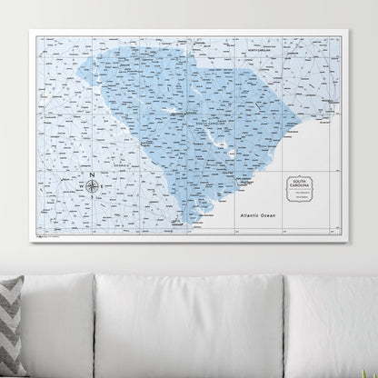 Push Pin South Carolina Map (Pin Board) - Light Blue Color Splash CM Pin Board