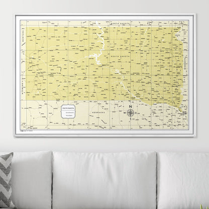 Push Pin South Dakota Map (Pin Board) - Yellow Color Splash CM Pin Board