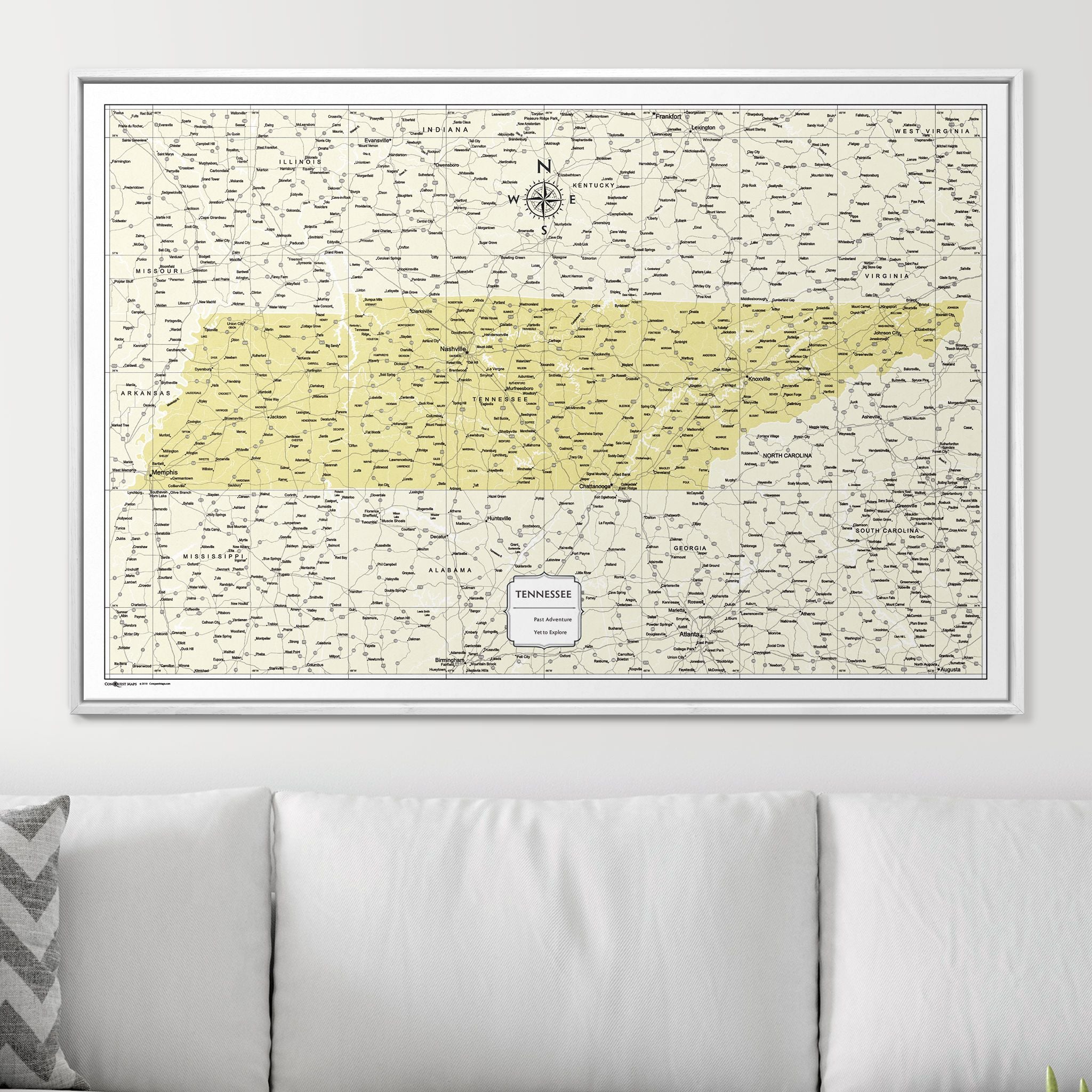 Push Pin Tennessee Map (Pin Board) - Yellow Color Splash CM Pin Board