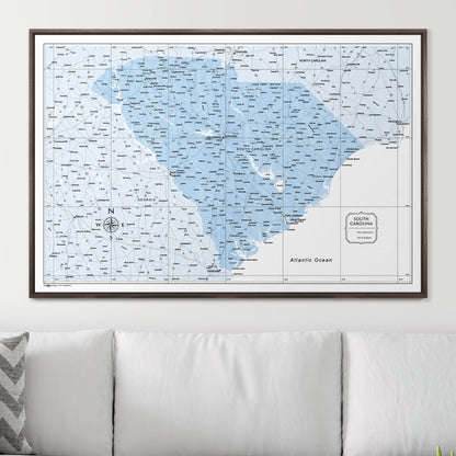 Push Pin South Carolina Map (Pin Board) - Light Blue Color Splash CM Pin Board