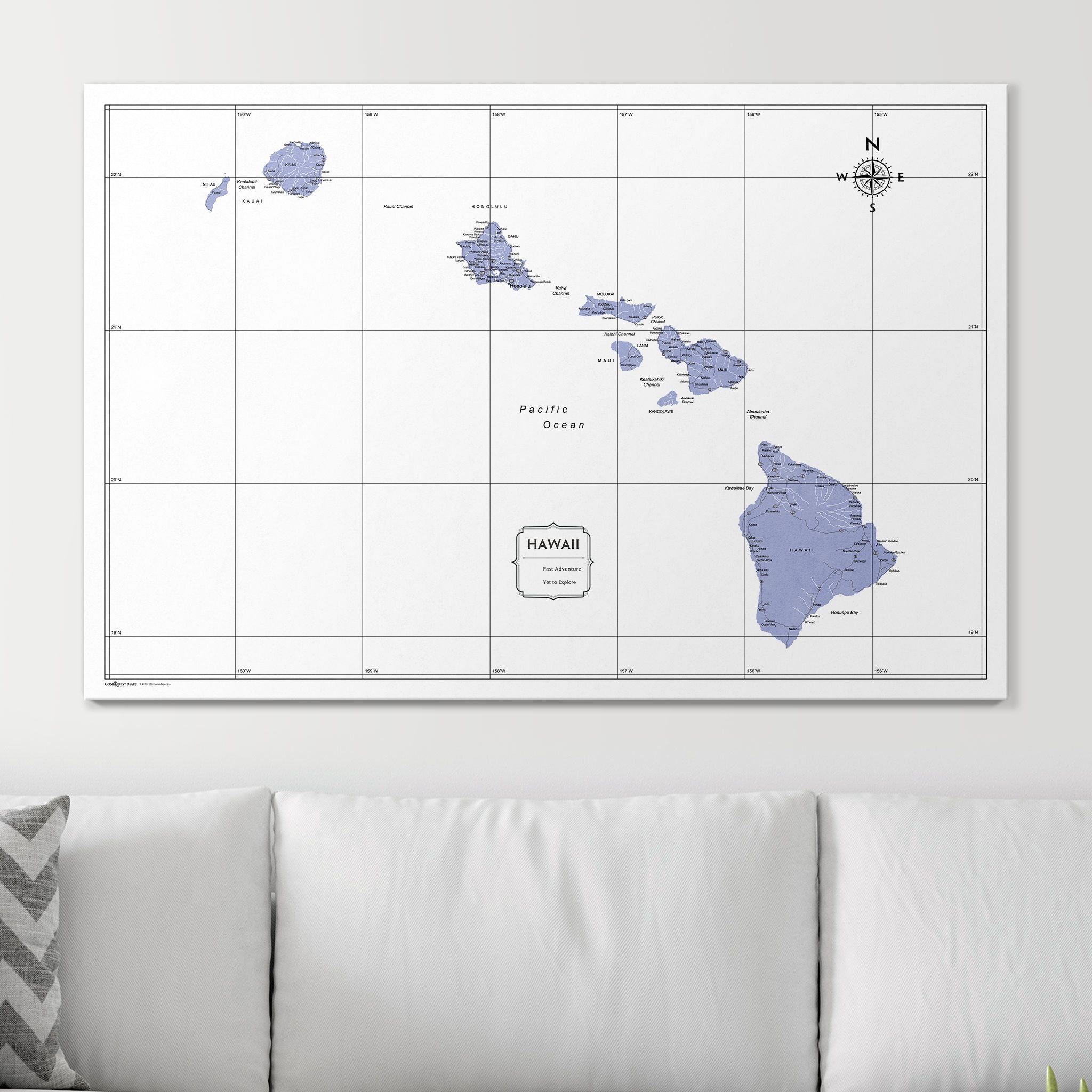 Push Pin Hawaii Map (Pin Board) - Purple Color Splash CM Pin Board