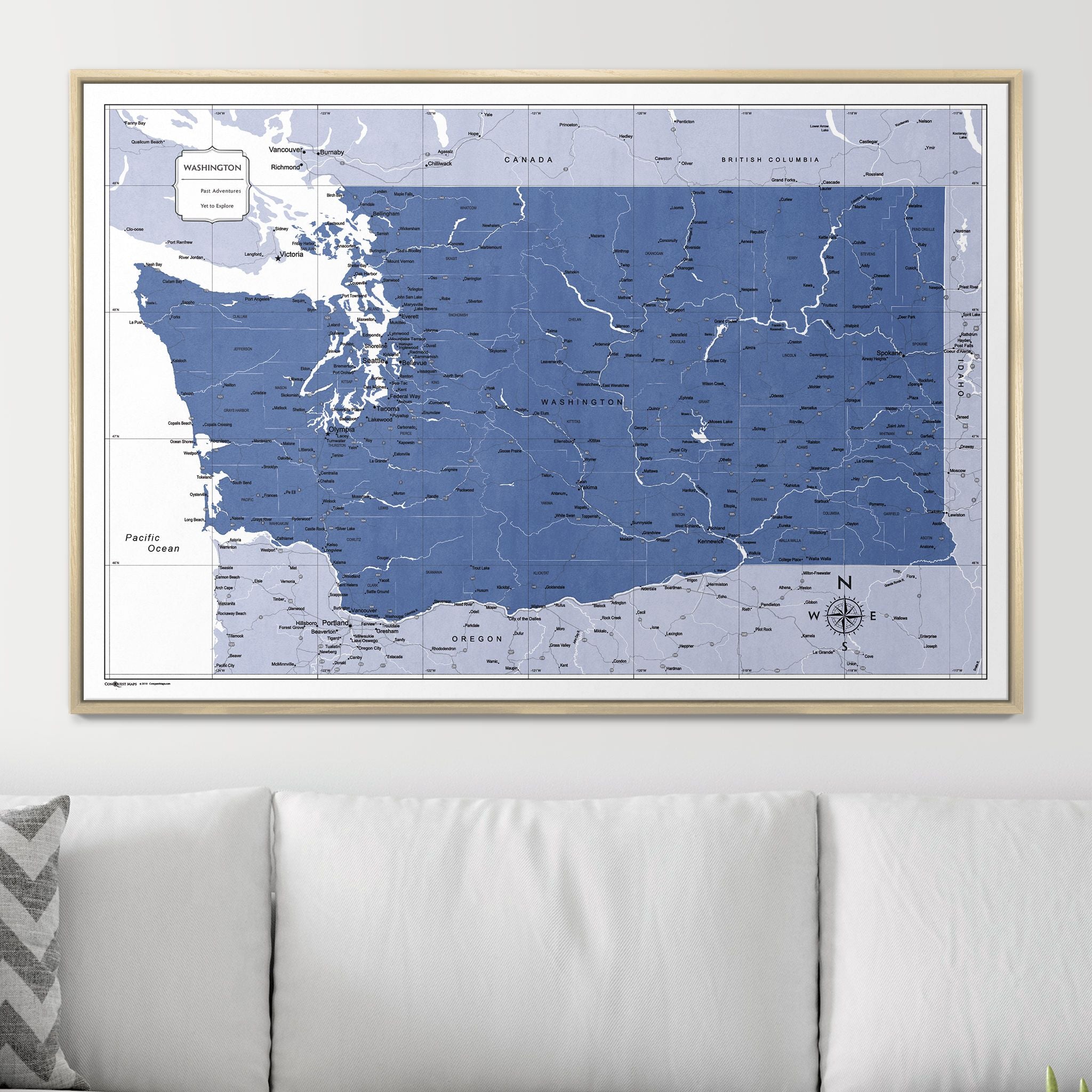 Push Pin Washington Map (Pin Board) - Navy Color Splash CM Pin Board