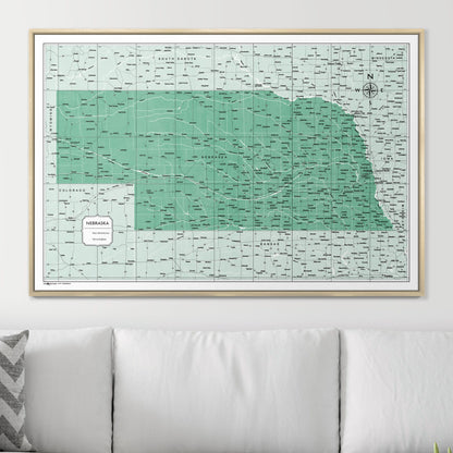 Push Pin Nebraska Map (Pin Board) - Green Color Splash CM Pin Board