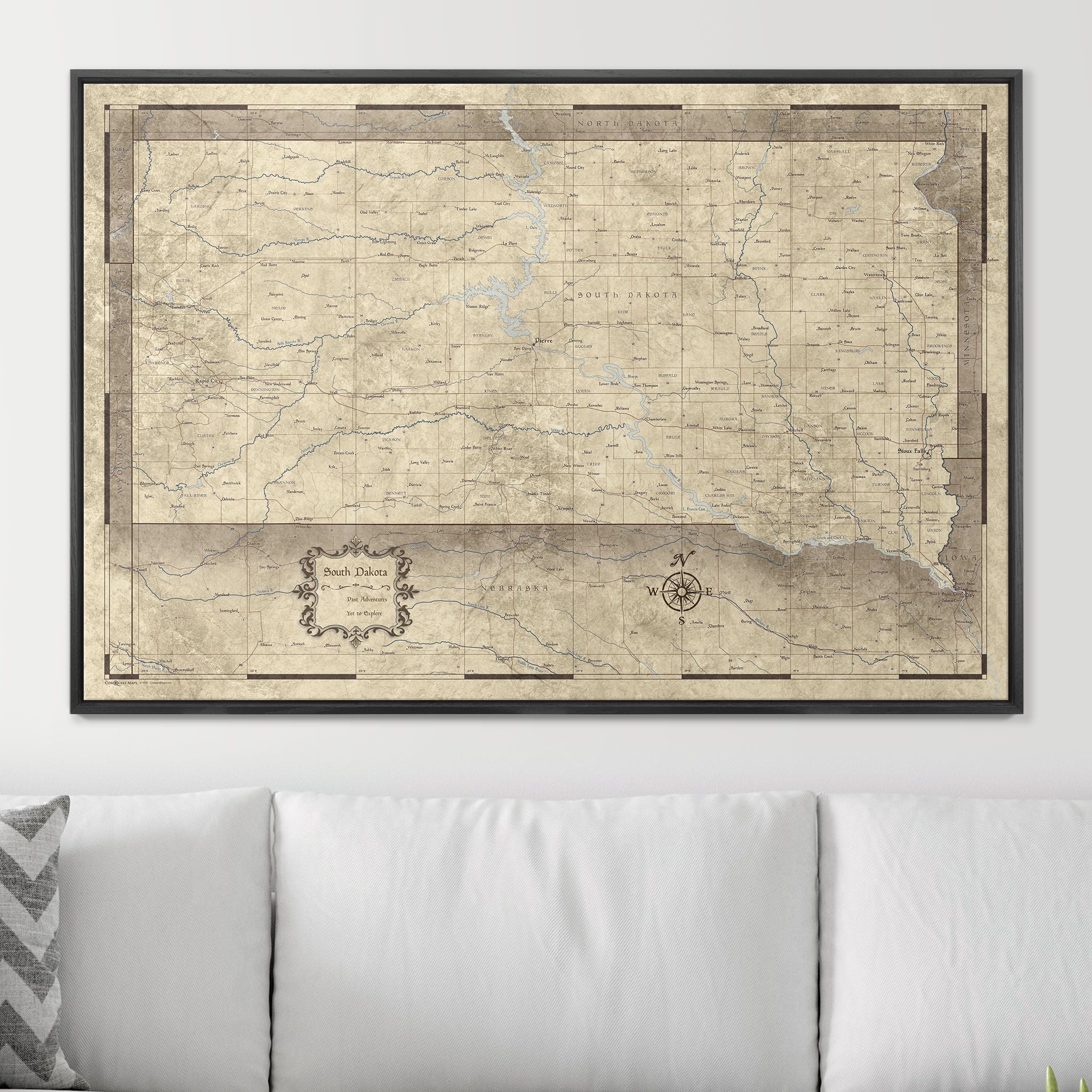 Push Pin South Dakota Map (Pin Board) - Rustic Vintage CM Pin Board