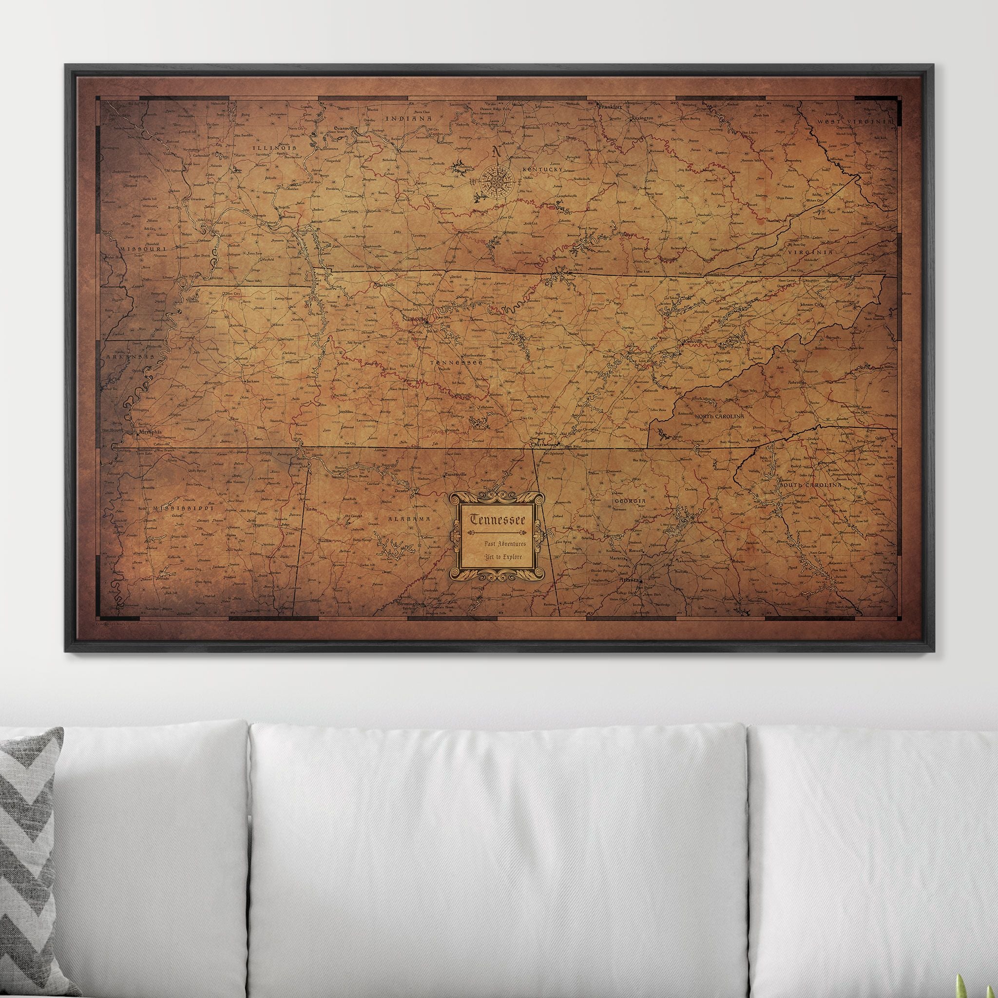 Push Pin Tennessee Map (Pin Board) - Golden Aged CM Pin Board