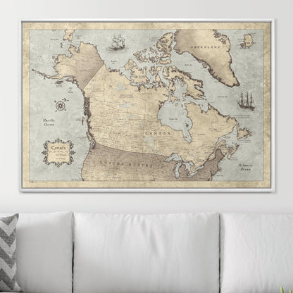 Push Pin Canada Map (Pin Board) - Rustic Vintage CM Pin Board