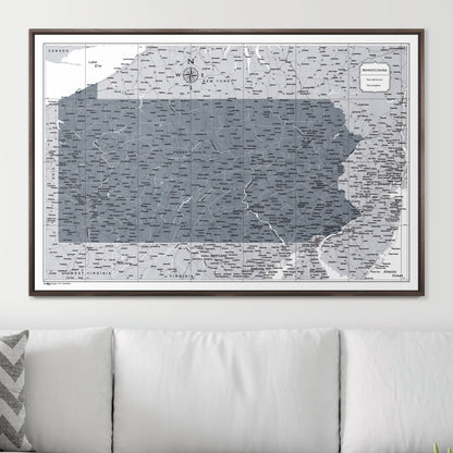 Push Pin Pennsylvania Map (Pin Board) - Dark Gray Color Splash CM Pin Board