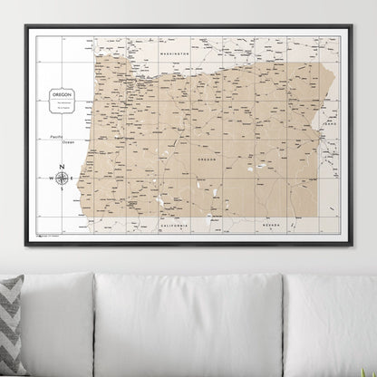 Push Pin Oregon Map (Pin Board) - Light Brown Color Splash CM Pin Board