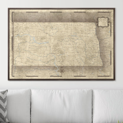 Push Pin North Dakota Map (Pin Board) - Rustic Vintage CM Pin Board