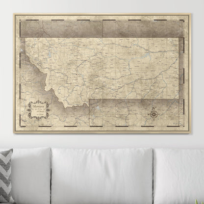 Push Pin Montana Map (Pin Board) - Rustic Vintage CM Pin Board