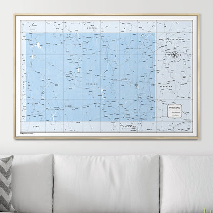 Push Pin Wyoming Map (Pin Board) - Light Blue Color Splash CM Pin Board