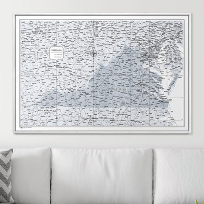 Push Pin Virginia Map (Pin Board) - Light Gray Color Splash CM Pin Board