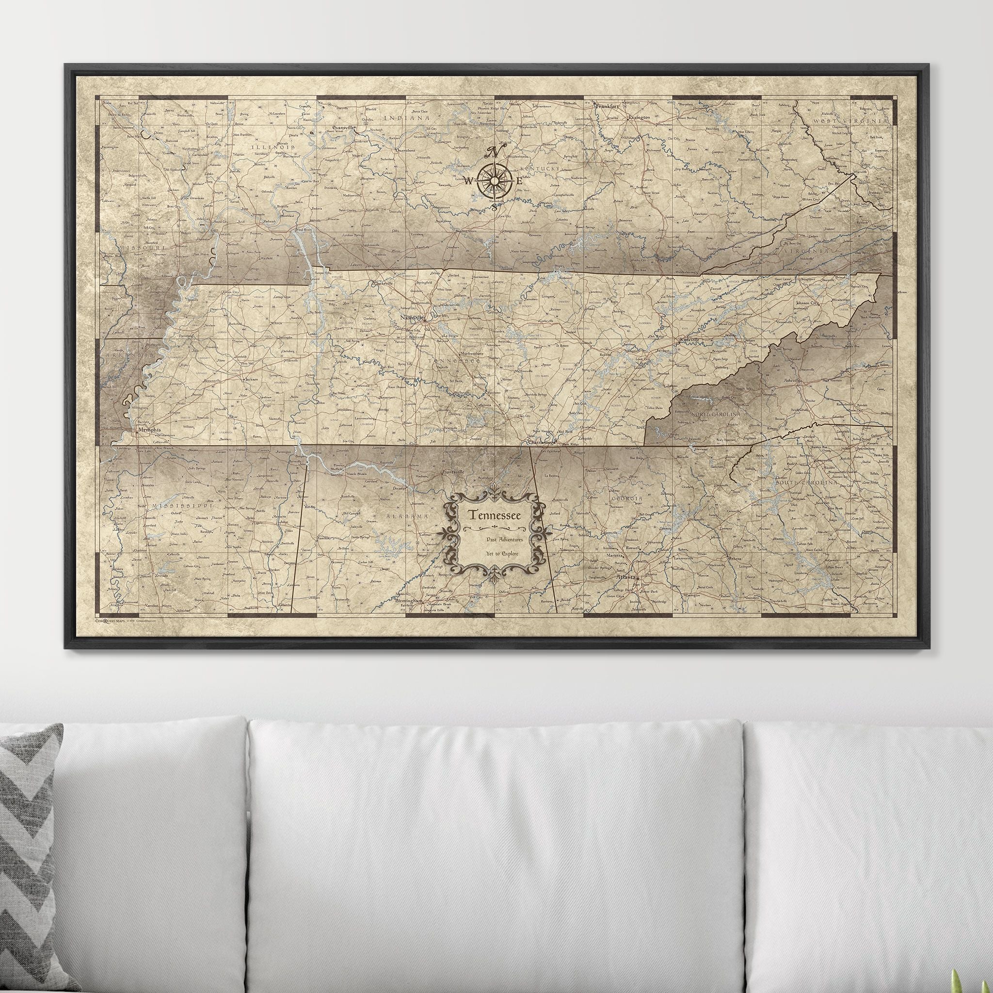 Push Pin Tennessee Map (Pin Board) - Rustic Vintage CM Pin Board