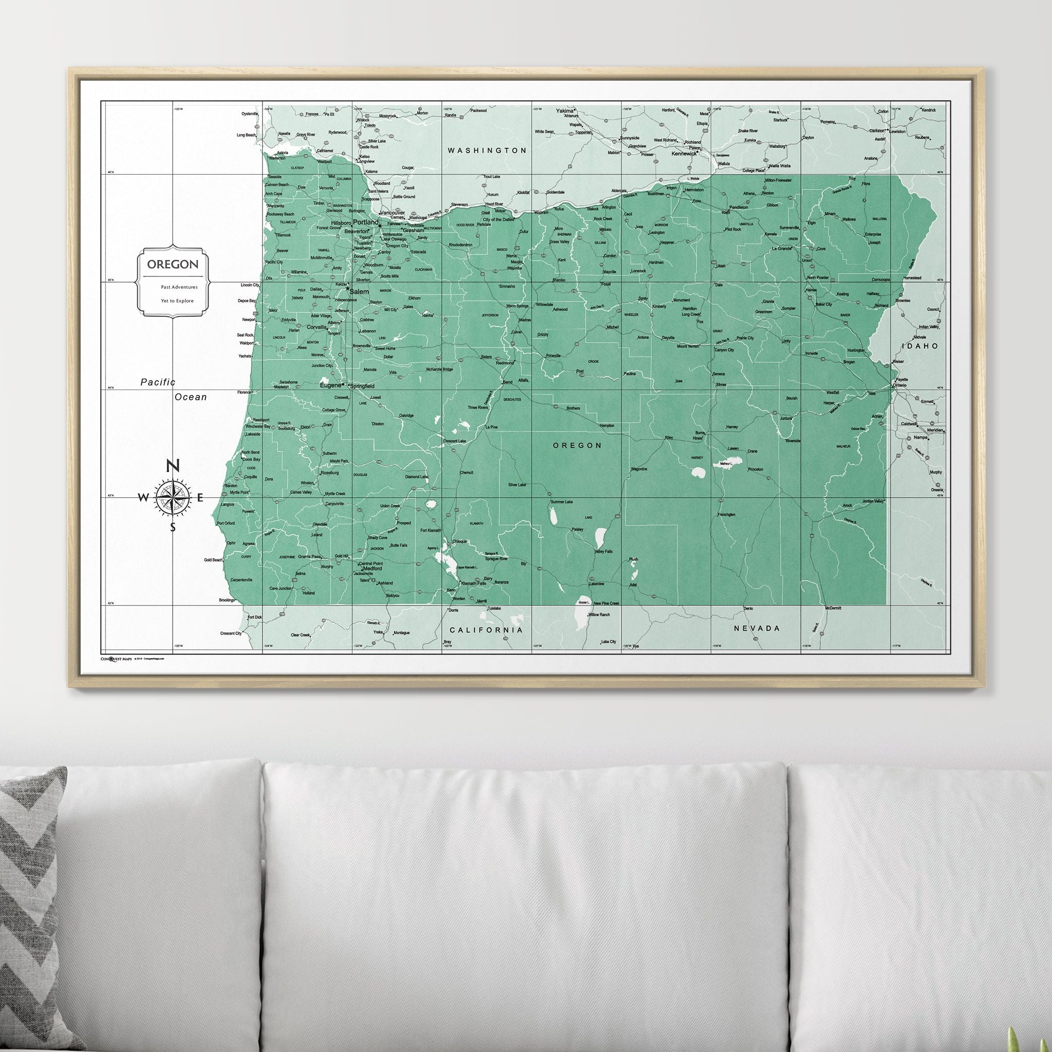 Push Pin Oregon Map (Pin Board) - Green Color Splash CM Pin Board