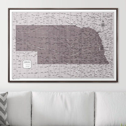 Push Pin Nebraska Map (Pin Board) - Dark Brown Color Splash CM Pin Board