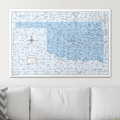 Push Pin Oklahoma Map (Pin Board) - Light Blue Color Splash CM Pin Board