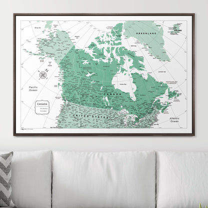 Push Pin Canada Map (Pin Board) - Green Color Splash CM Pin Board