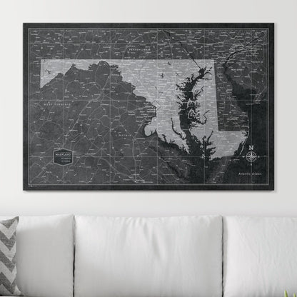 Push Pin Maryland Map (Pin Board) - Modern Slate CM Pin Board