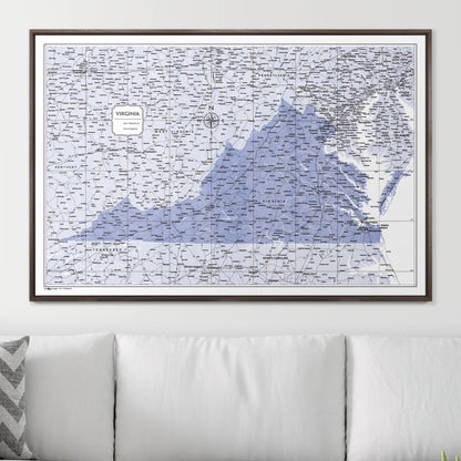 Push Pin Virginia Map (Pin Board) - Purple Color Splash CM Pin Board