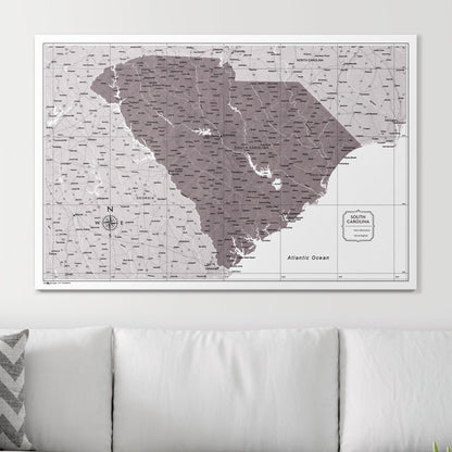 Push Pin South Carolina Map (Pin Board) - Dark Brown Color Splash CM Pin Board