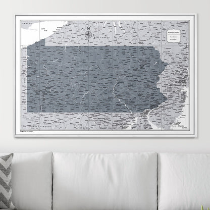 Push Pin Pennsylvania Map (Pin Board) - Dark Gray Color Splash CM Pin Board