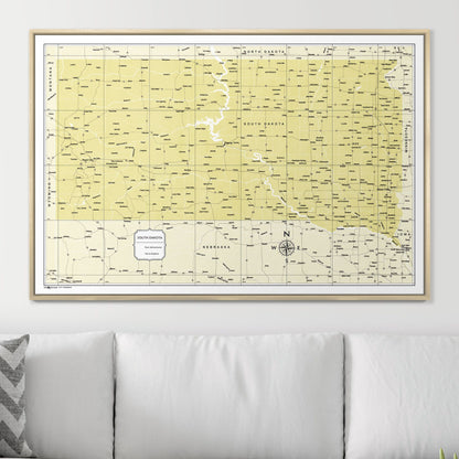 Push Pin South Dakota Map (Pin Board) - Yellow Color Splash CM Pin Board