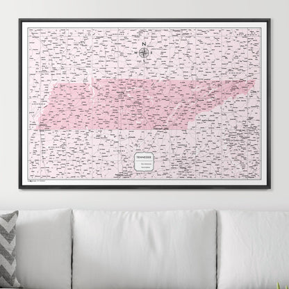 Push Pin Tennessee Map (Pin Board) - Pink Color Splash CM Pin Board