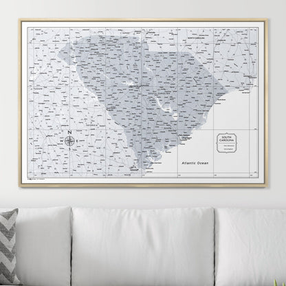 Push Pin South Carolina Map (Pin Board) - Light Gray Color Splash CM Pin Board