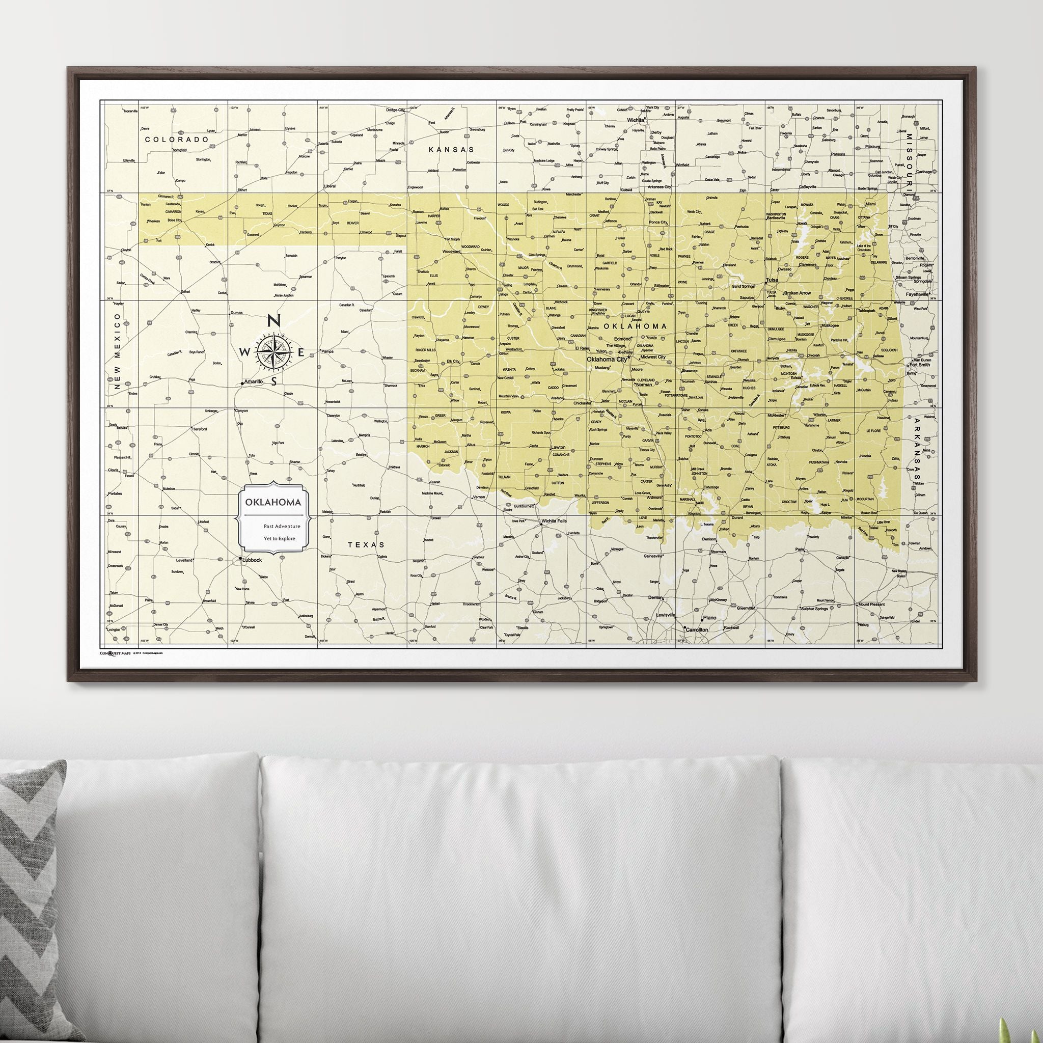 Push Pin Oklahoma Map (Pin Board) - Yellow Color Splash CM Pin Board