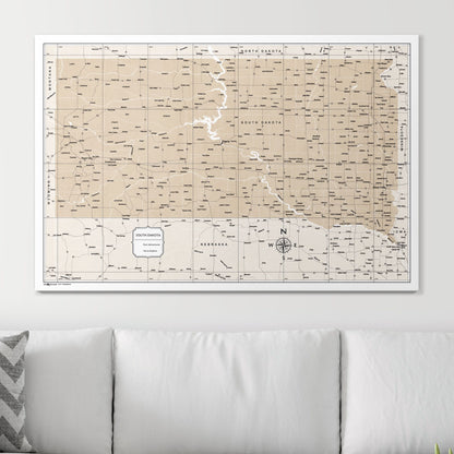 Push Pin South Dakota Map (Pin Board) - Light Brown Color Splash CM Pin Board