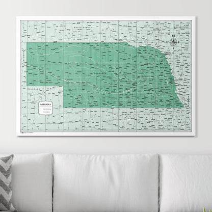 Push Pin Nebraska Map (Pin Board) - Green Color Splash CM Pin Board