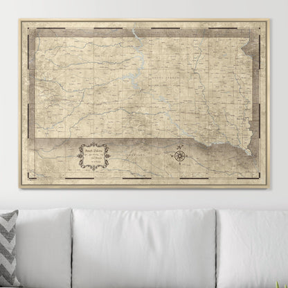 Push Pin South Dakota Map (Pin Board) - Rustic Vintage CM Pin Board