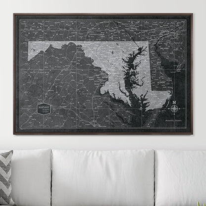 Push Pin Maryland Map (Pin Board) - Modern Slate CM Pin Board