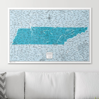 Push Pin Tennessee Map (Pin Board) - Teal Color Splash CM Pin Board