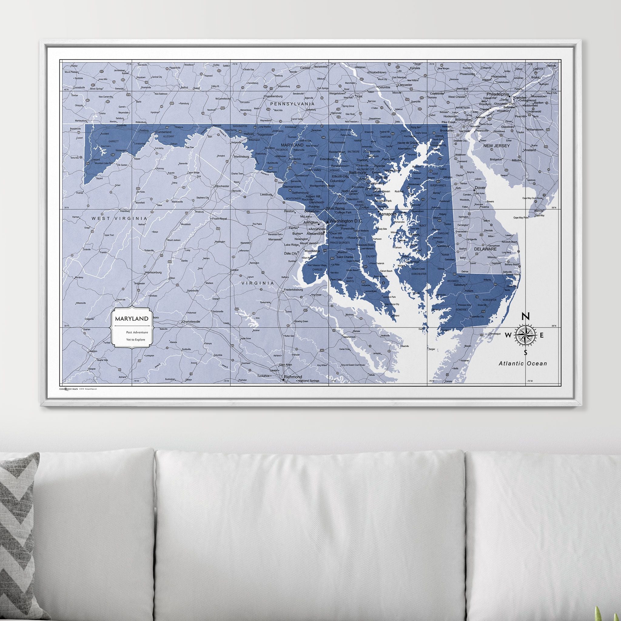 Push Pin Maryland Map (Pin Board) - Navy Color Splash CM Pin Board