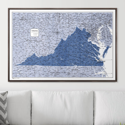 Push Pin Virginia Map (Pin Board) - Navy Color Splash CM Pin Board